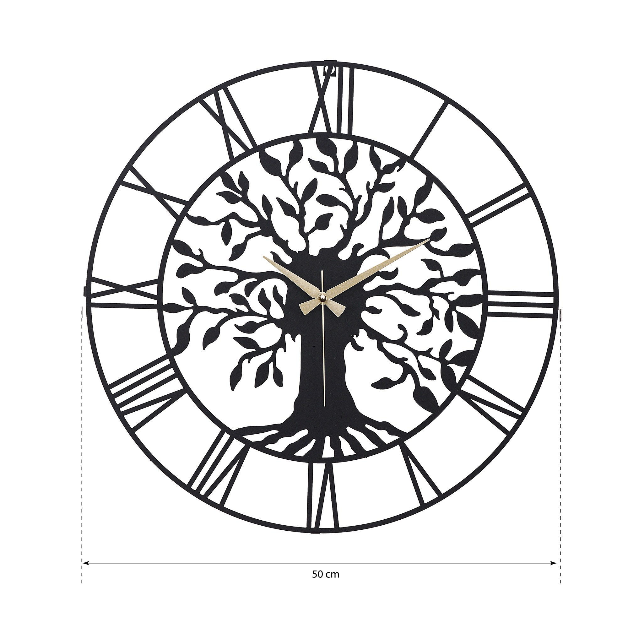 Relógio de Parede Metálico Decorativo Preto 50cm - Mecanismo Silencioso