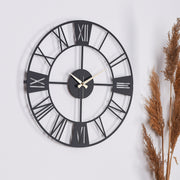 Relógio de Parede Metálico Decorativo Preto 50cm - Mecanismo Silencioso