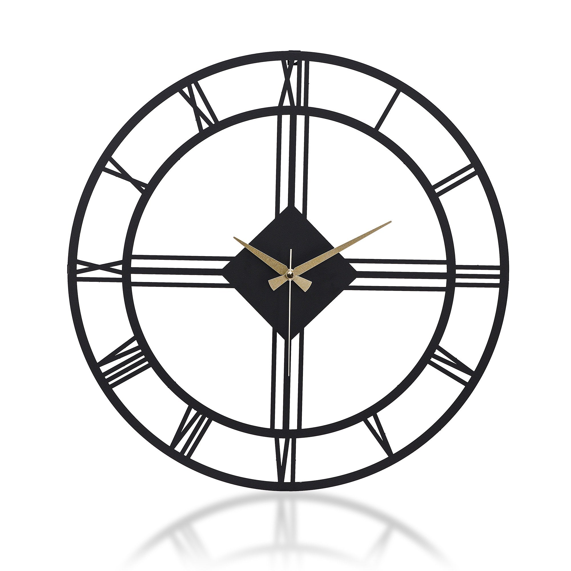 Relógio de Parede Metálico Decorativo Preto 50cm - Mecanismo Silencioso