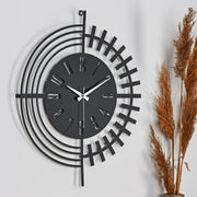 Relógio de Parede Metálico Decorativo Preto 50cm - Mecanismo Silencioso