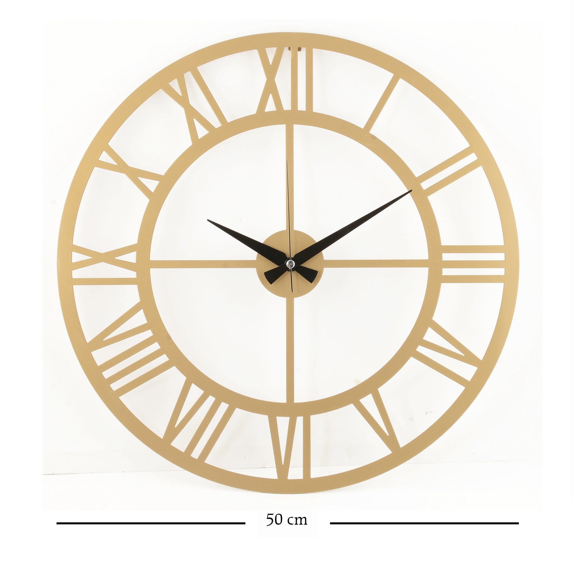 Relógio de Parede Decorativo Dourado em Metal - 50cm Diâmetro com Mecanismo Silencioso