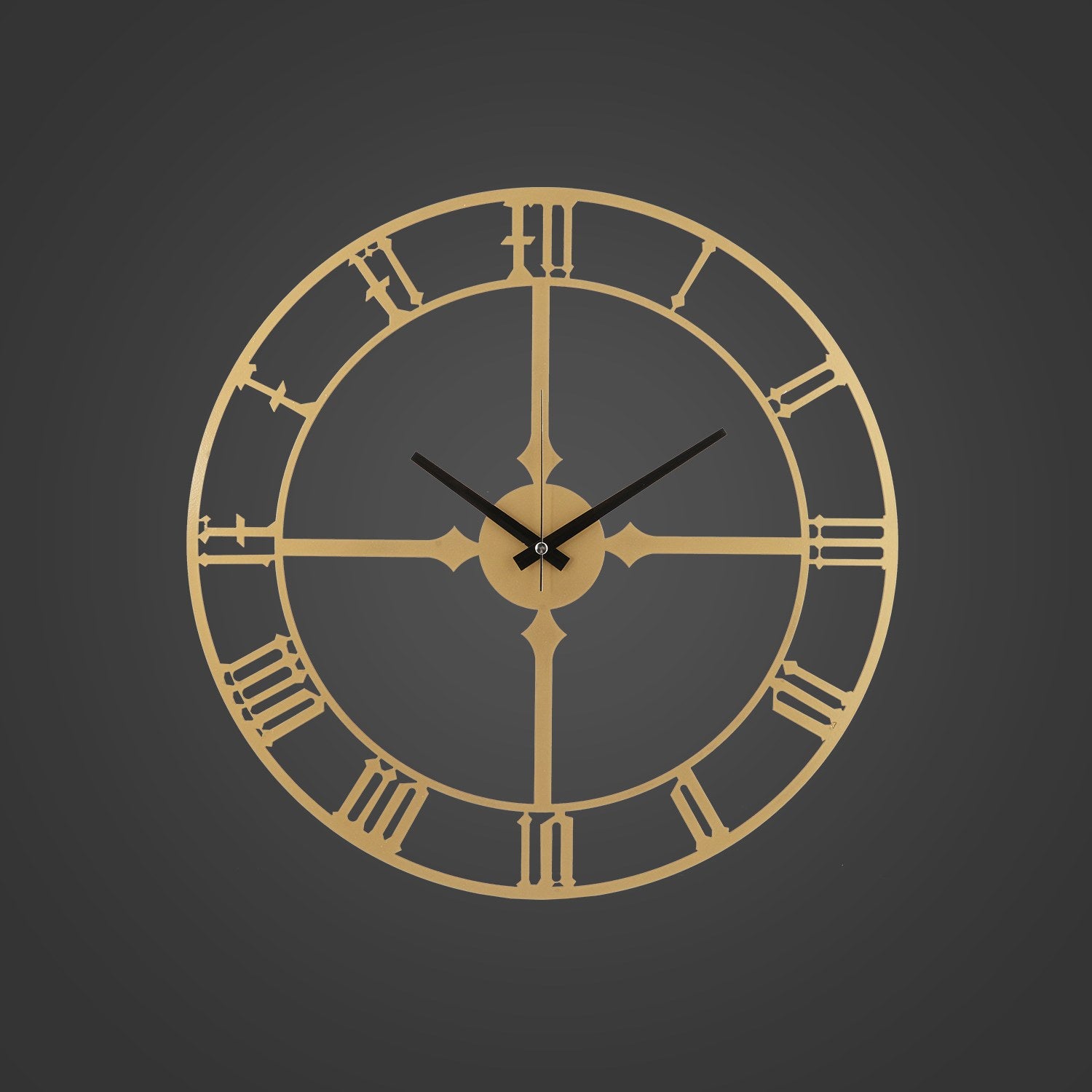 Relógio de Parede Decorativo Dourado em Metal - 50cm Diâmetro com Mecanismo Silencioso