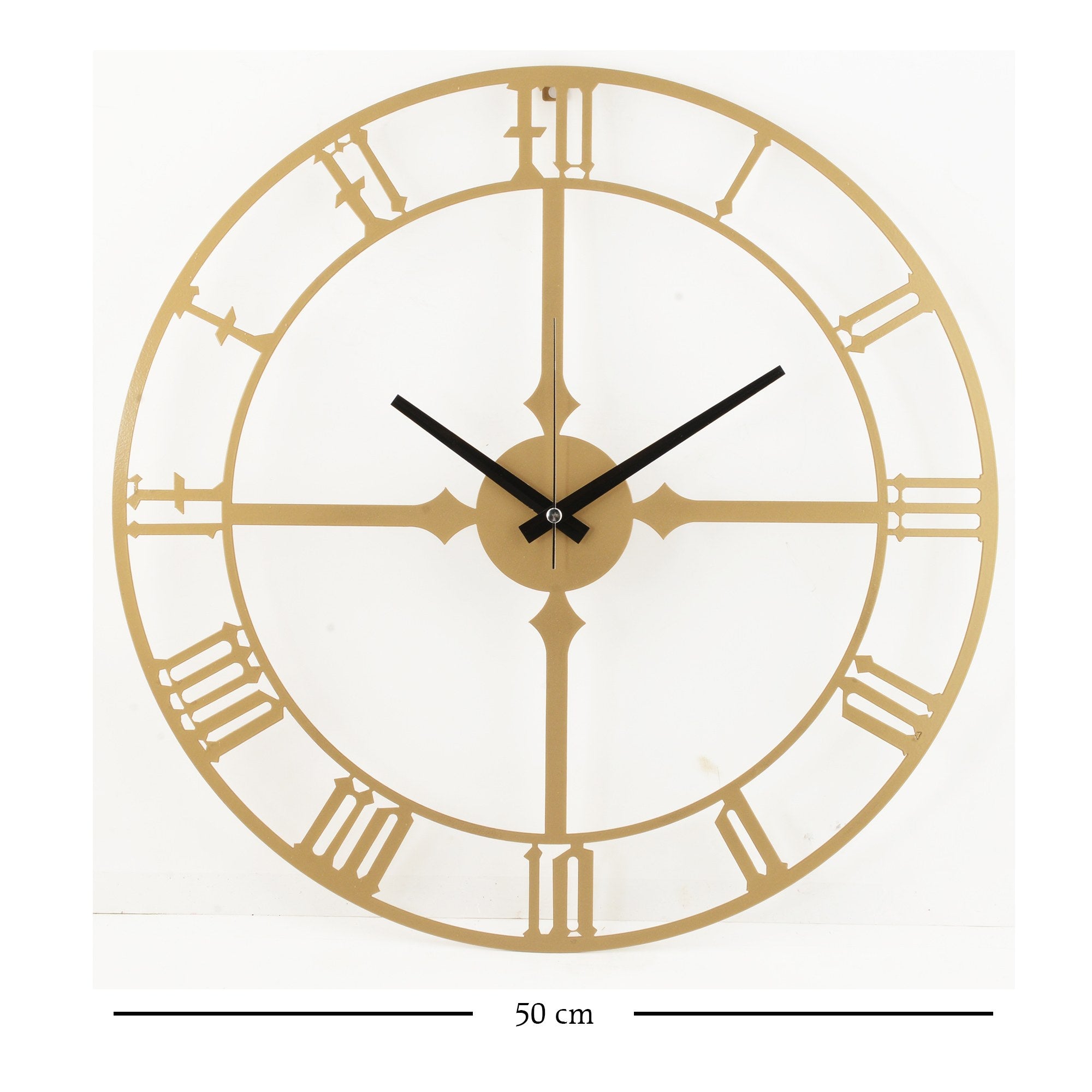 Relógio de Parede Decorativo Dourado em Metal - 50cm Diâmetro com Mecanismo Silencioso