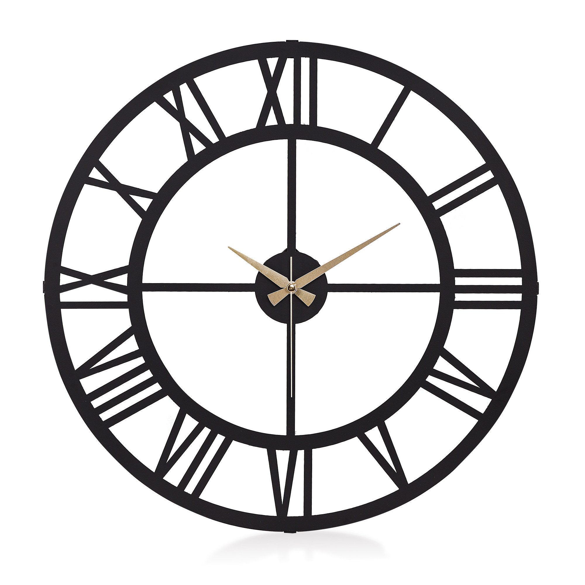 Relógio de Parede Metálico Decorativo Preto 50cm - Mecanismo Silencioso