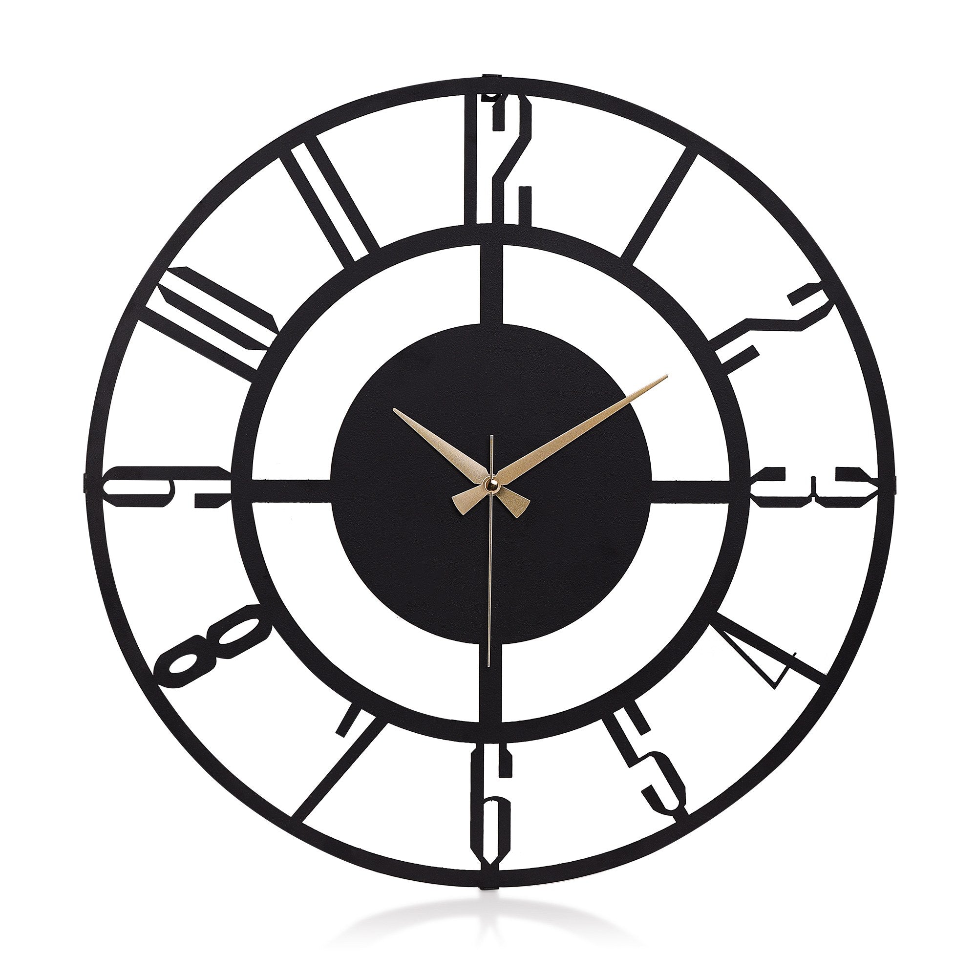 Relógio de Parede Metálico Decorativo Preto 50cm - Mecanismo Silencioso