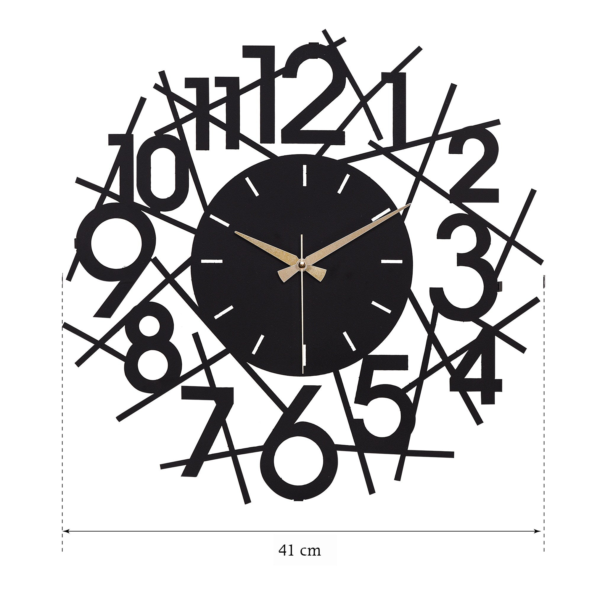 Relógio de Parede Metálico Decorativo Preto 41cm - Mecanismo Silencioso