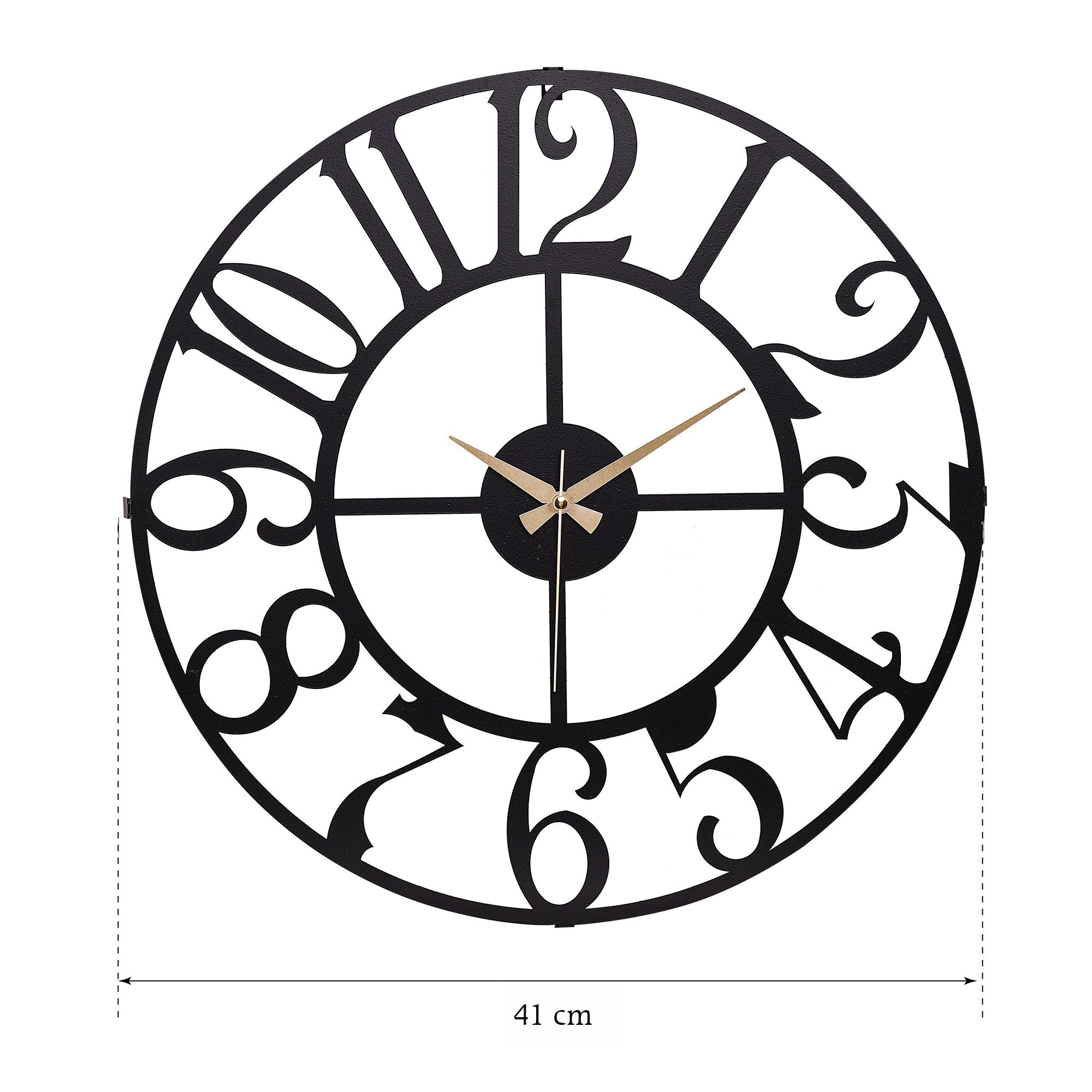 Relógio de Parede Metálico Decorativo Preto 41cm - Mecanismo Silencioso
