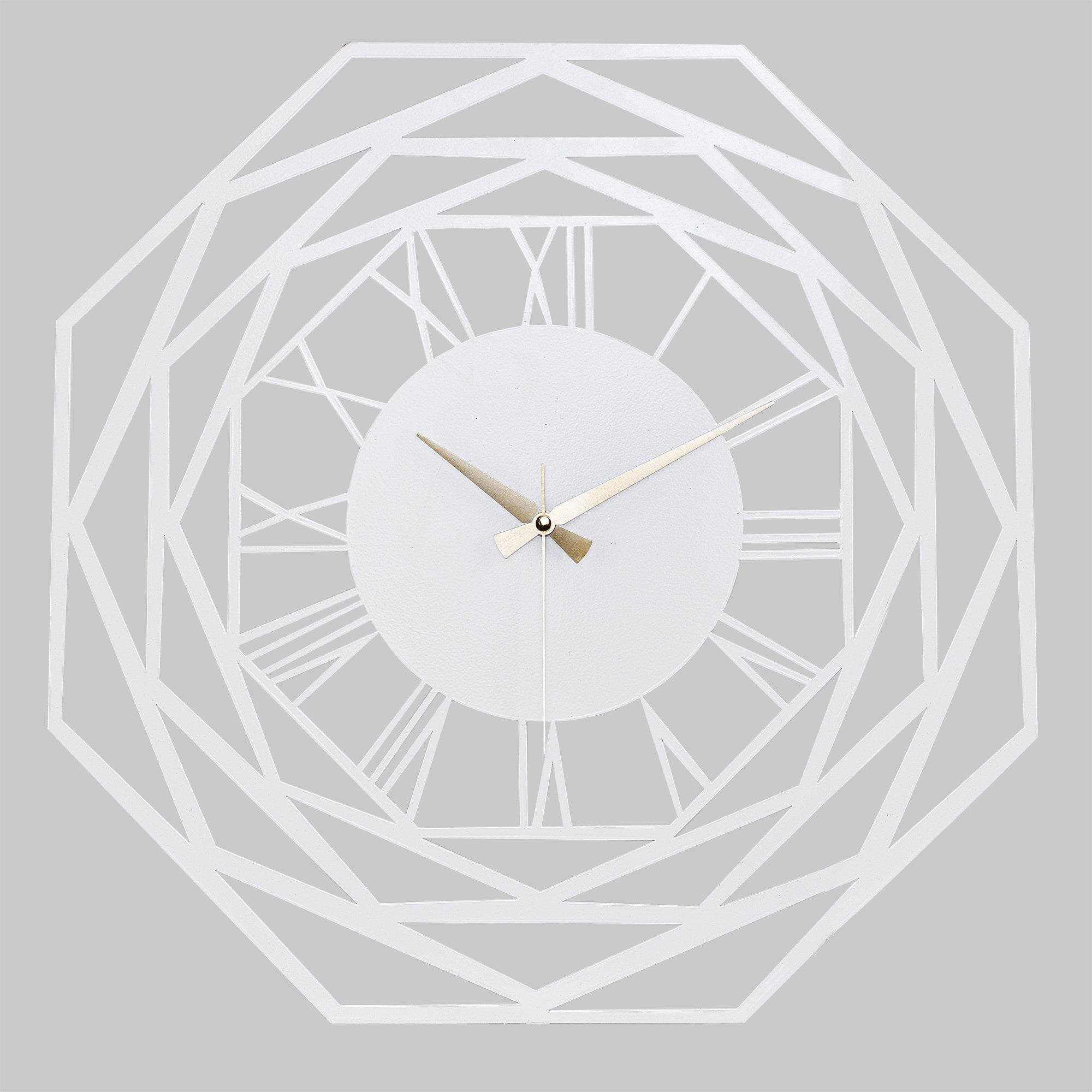 Relógio de Parede Metálico Decorativo Branco 41cm - Mecanismo Silencioso