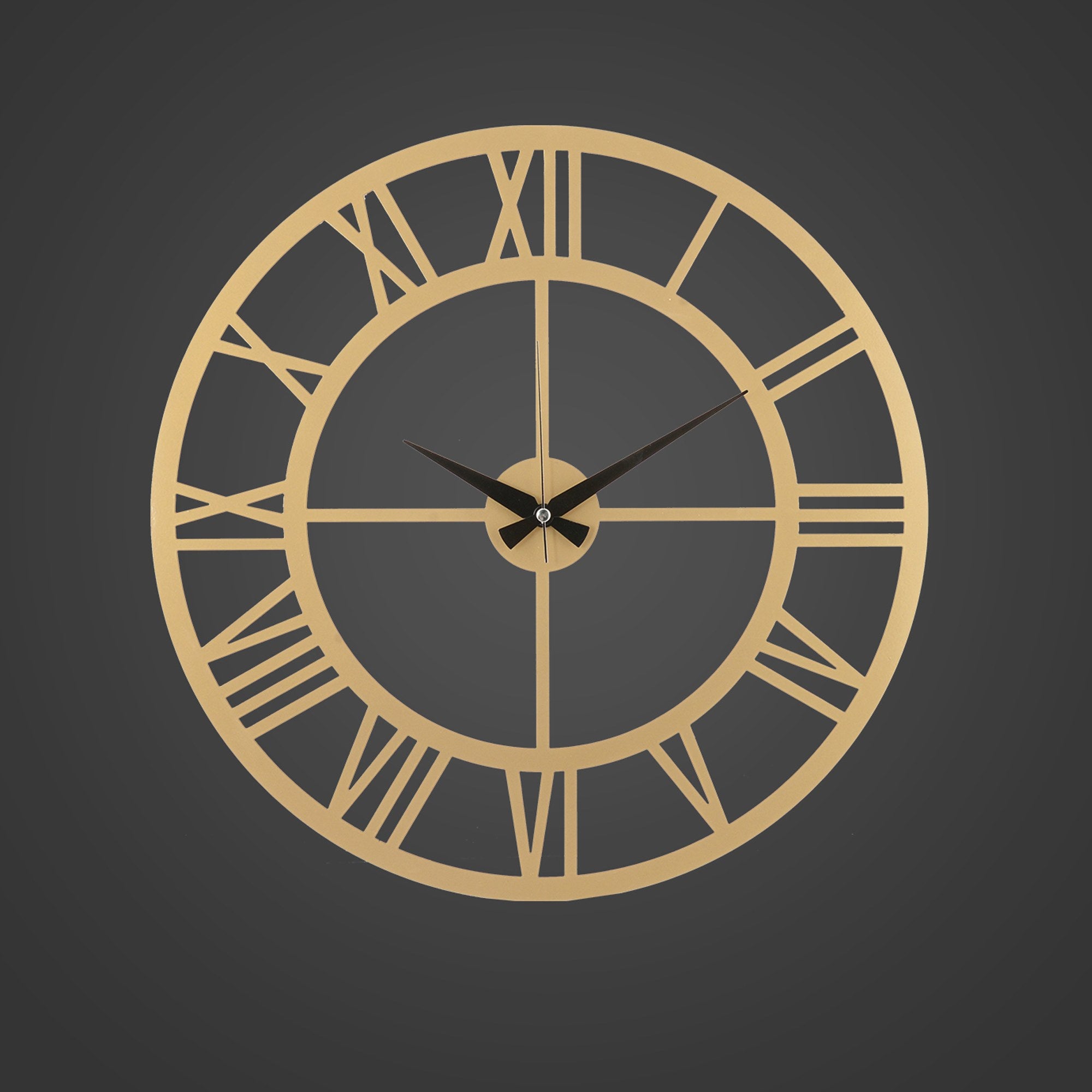 Relógio de Parede Decorativo Dourado em Metal - 41cm Diâmetro com Mecanismo Silencioso