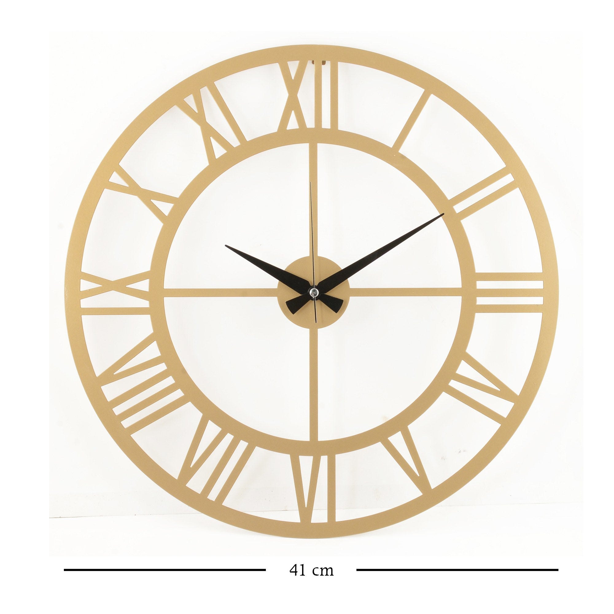 Relógio de Parede Decorativo Dourado em Metal - 41cm Diâmetro com Mecanismo Silencioso
