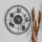Relógio de Parede Metálico Decorativo Preto 41cm - Mecanismo Silencioso
