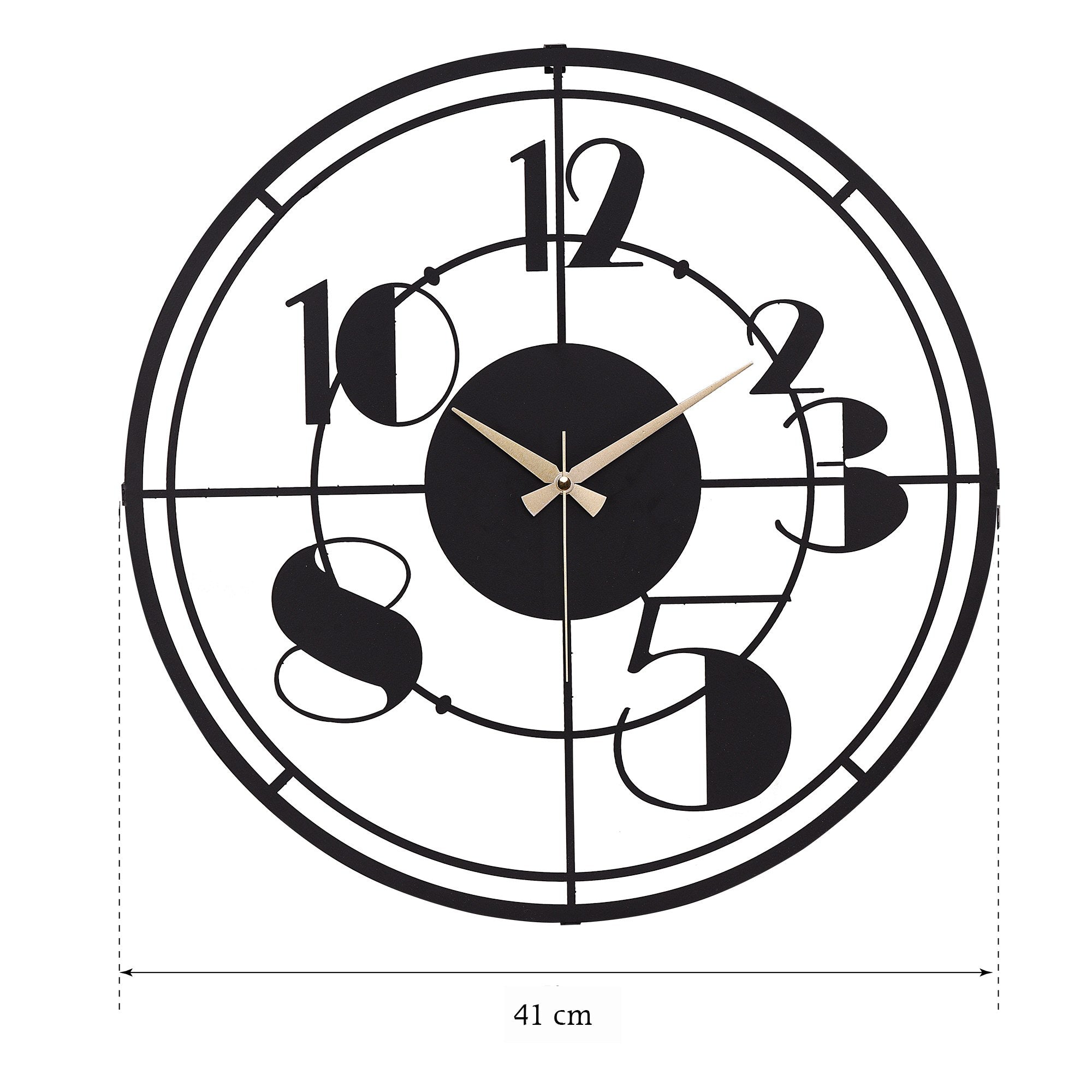 Relógio de Parede Metálico Decorativo Preto 41cm - Mecanismo Silencioso