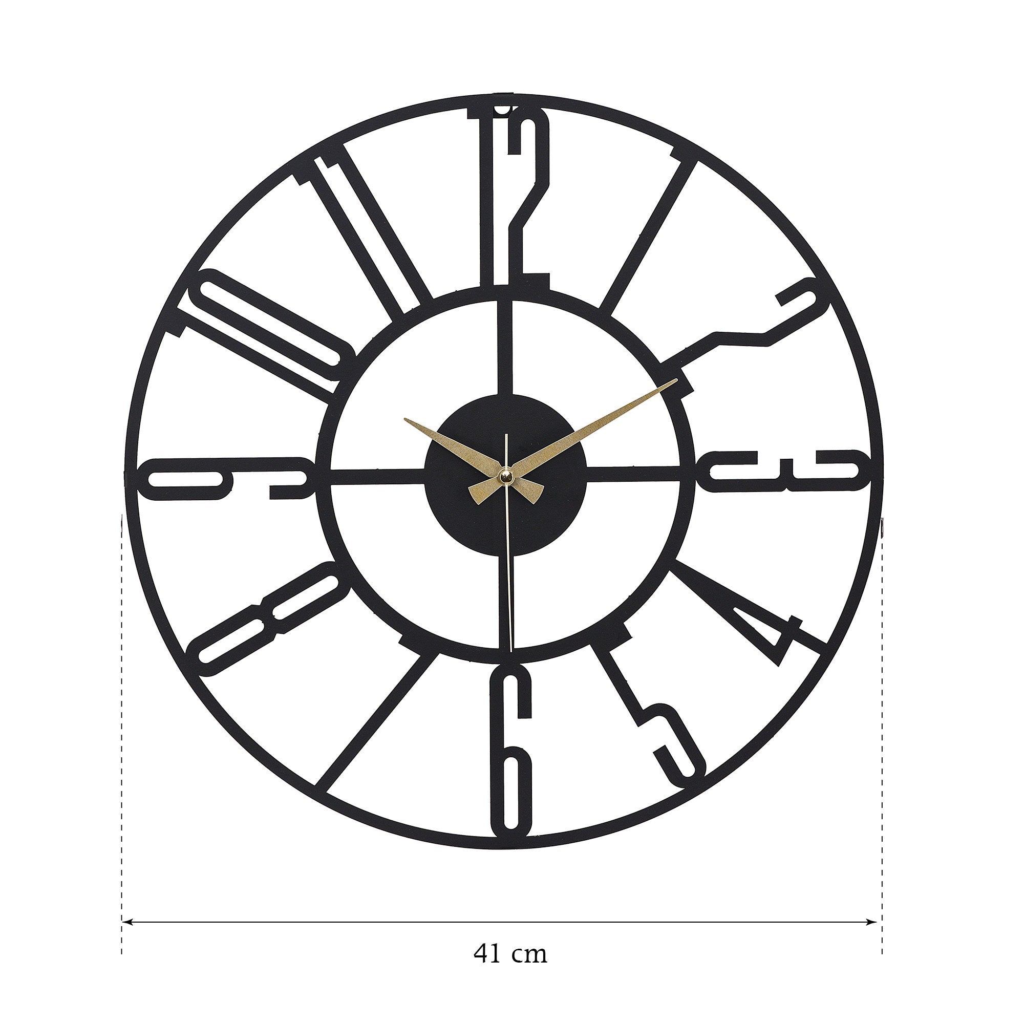 Relógio de Parede Metálico Decorativo Preto 41cm - Mecanismo Silencioso