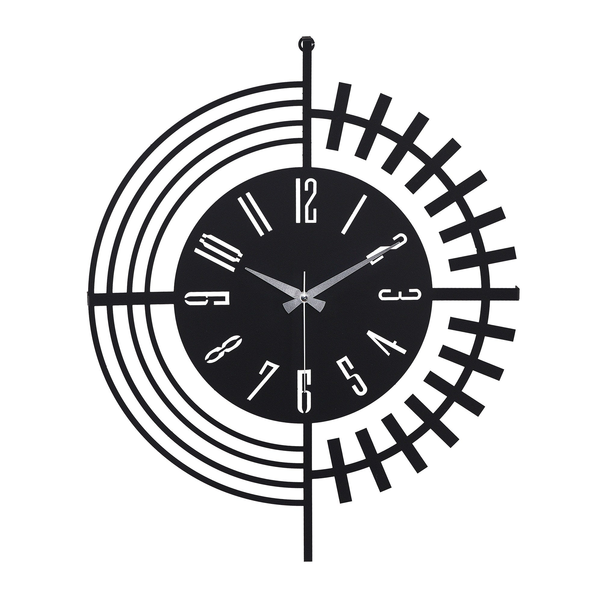 Relógio de Parede Metálico Decorativo Preto 41cm - Mecanismo Silencioso