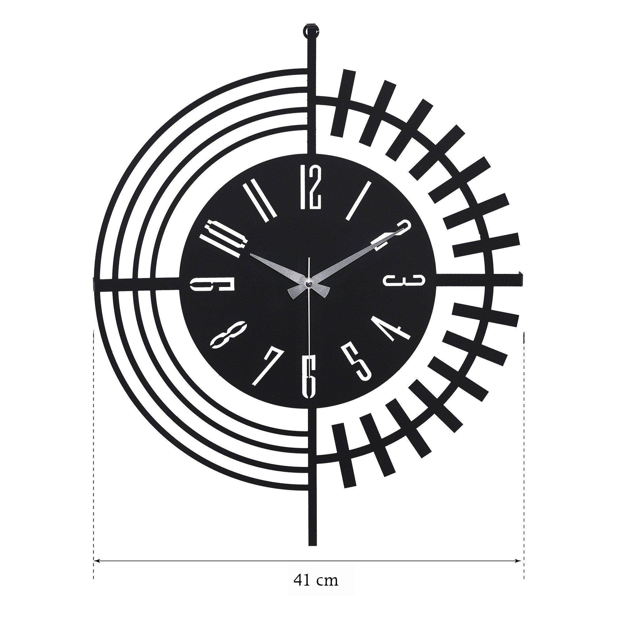Relógio de Parede Metálico Decorativo Preto 41cm - Mecanismo Silencioso