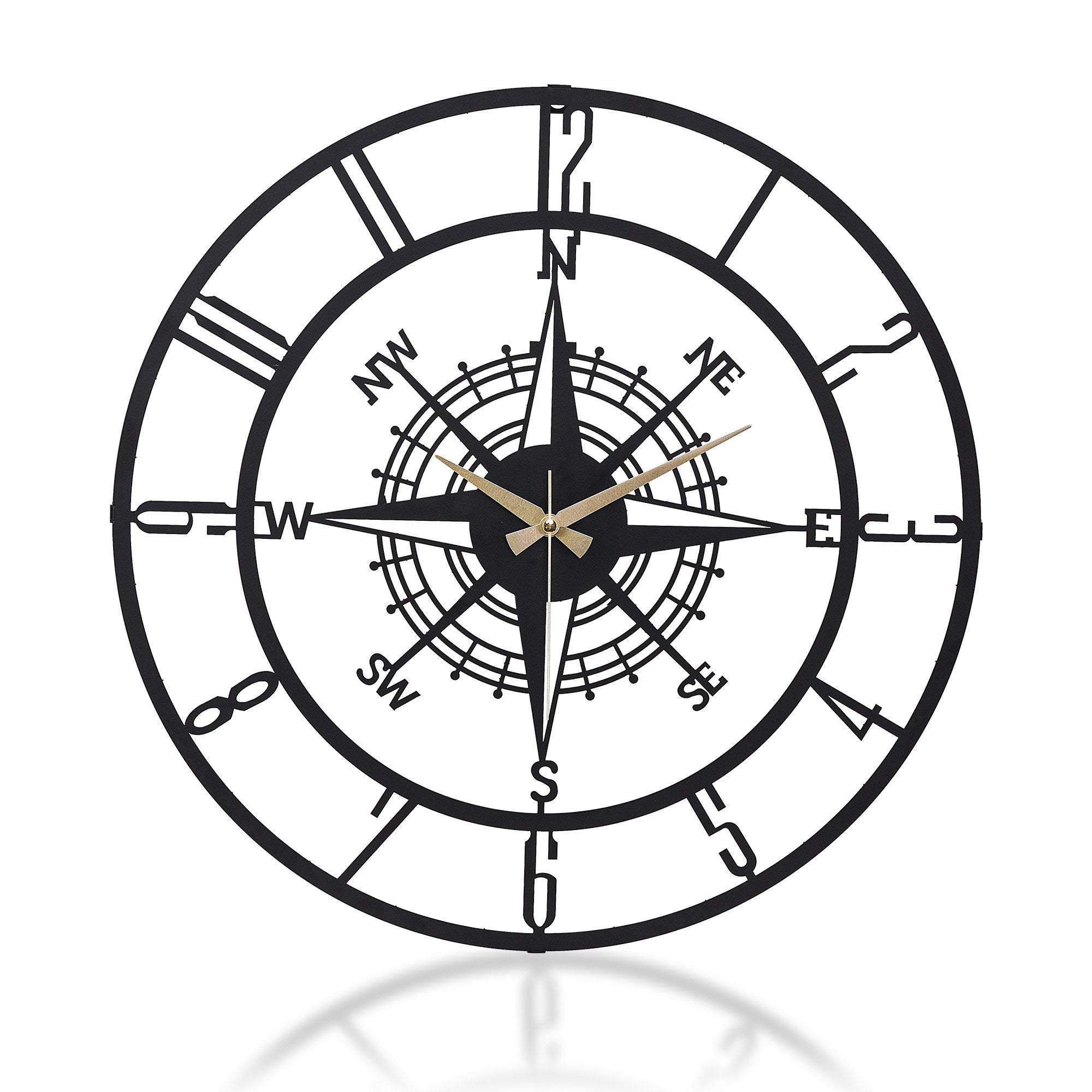 Relógio de Parede Metálico Decorativo Preto 41cm - Mecanismo Silencioso