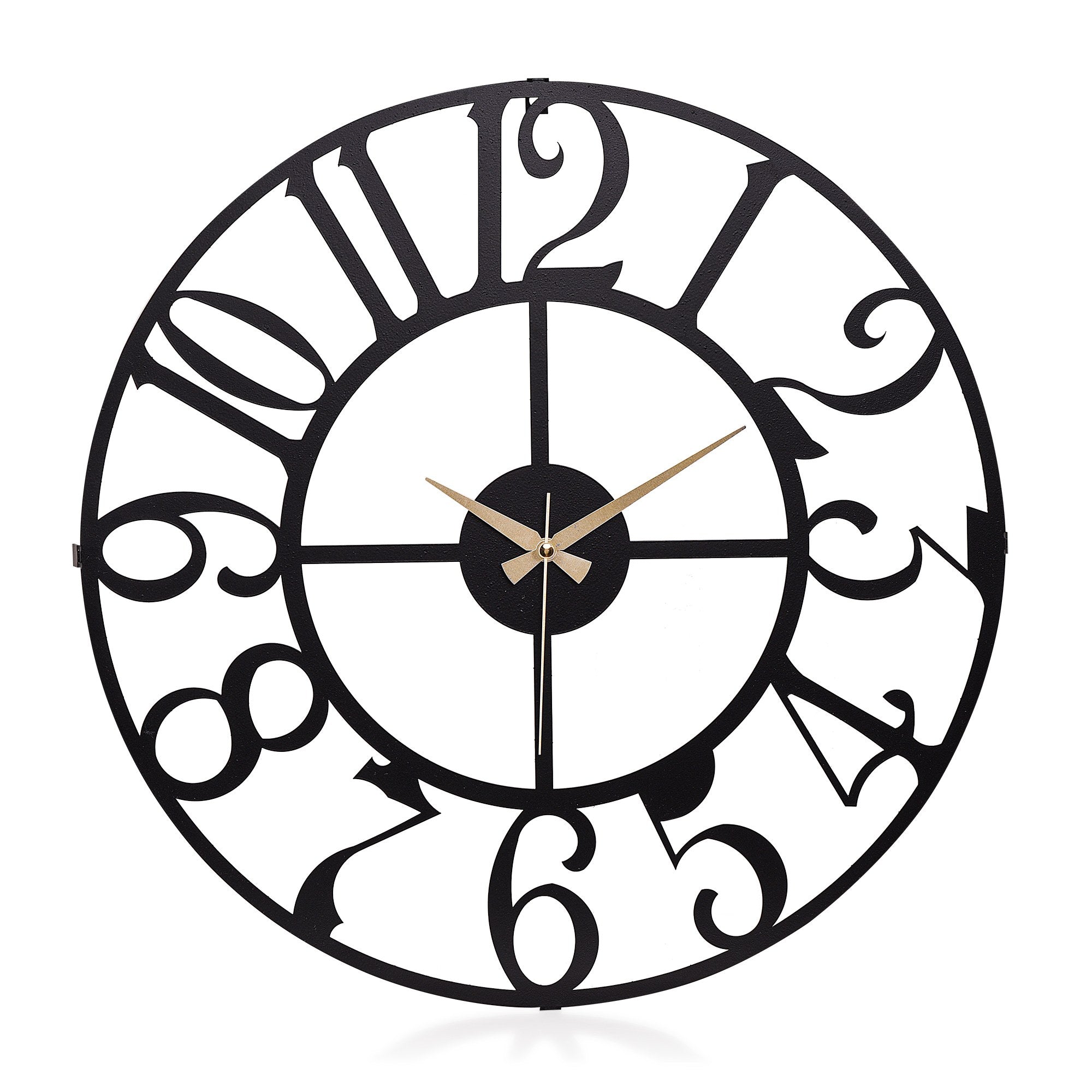 Relógio de Parede Metálico Decorativo Preto 50cm - Mecanismo Silencioso