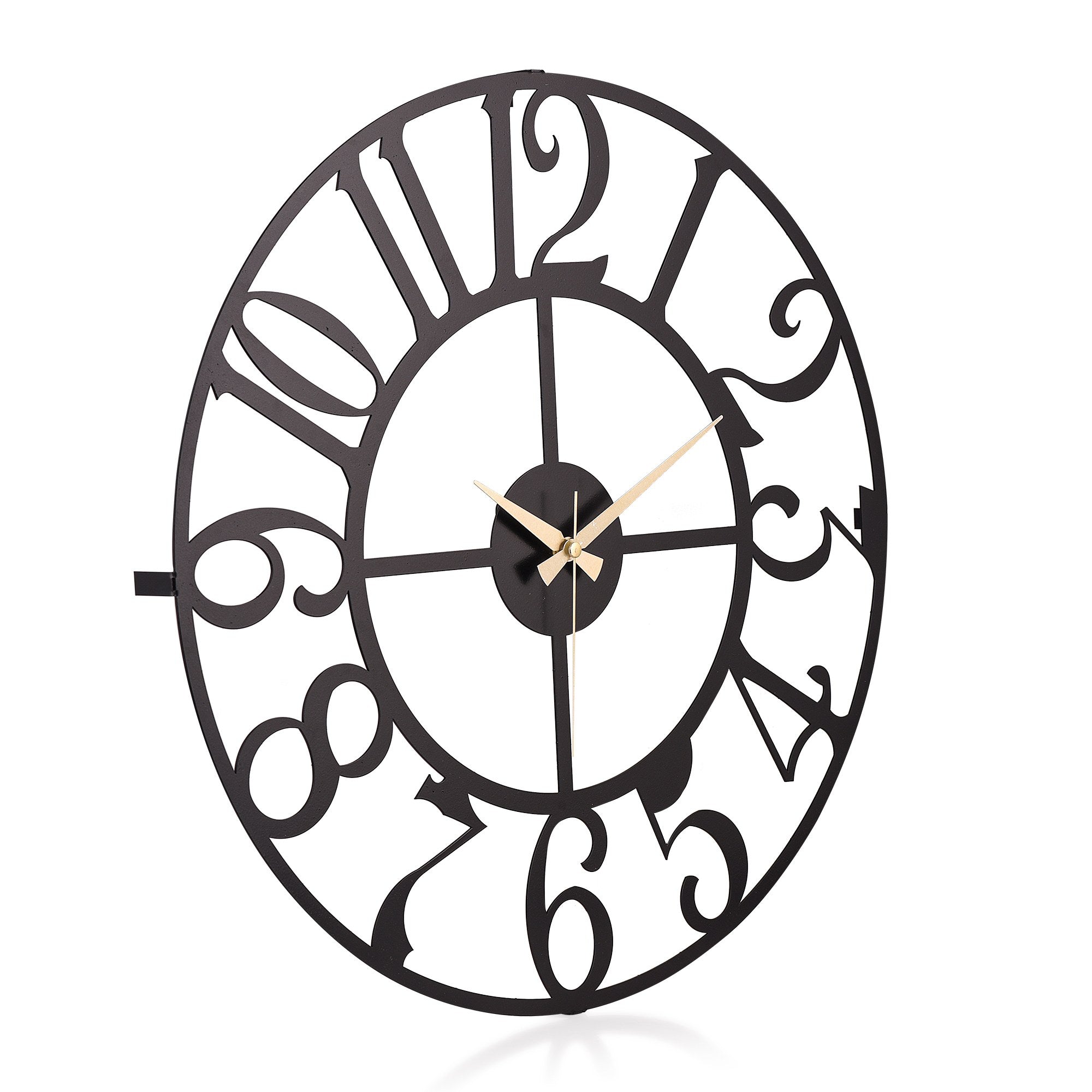 Relógio de Parede Metálico Decorativo Preto 50cm - Mecanismo Silencioso