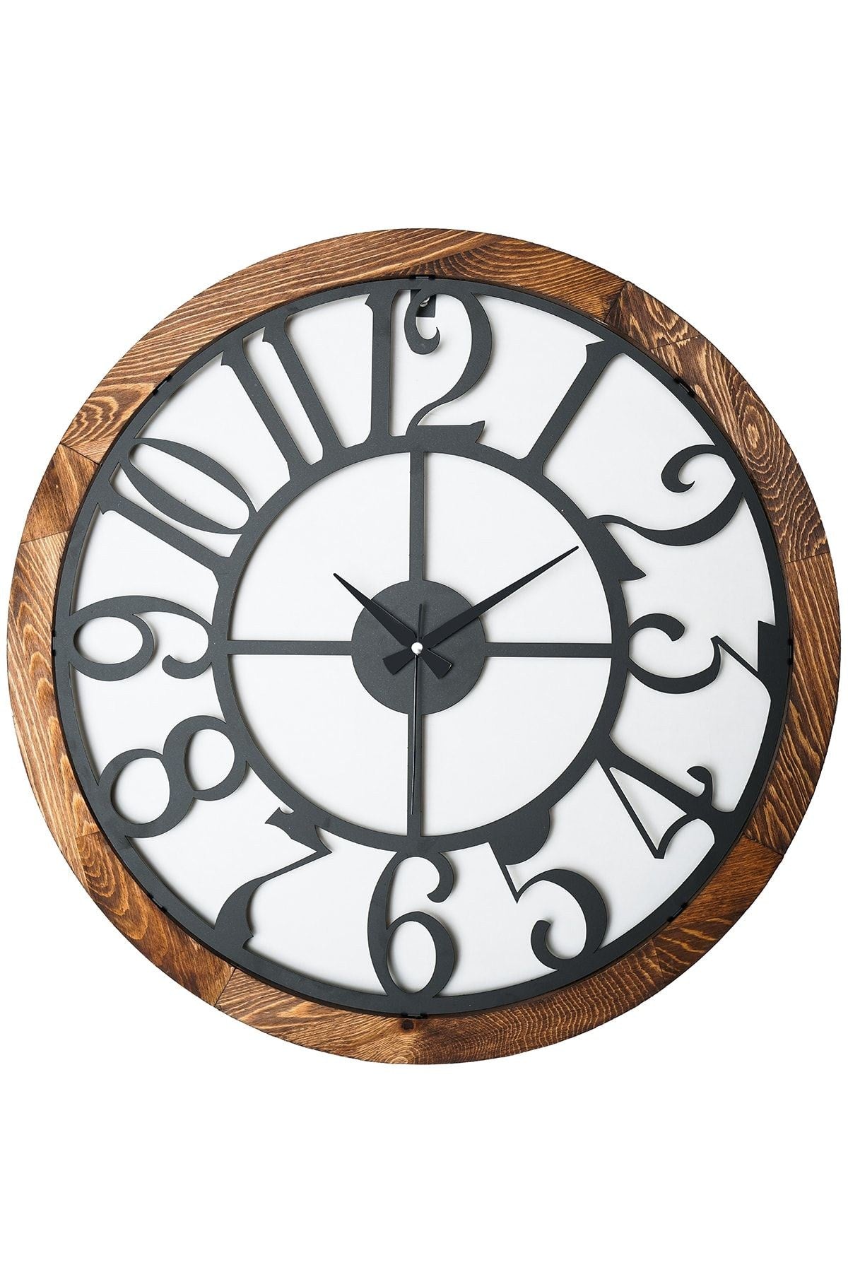 Relógio de Parede Metálico Decorativo 55cm - Design Moderno em Nogueira e Preto para Transformar Qualquer Ambiente