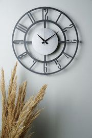Relógio de Parede Metálico Decorativo 50cm - Design Moderno em Preto e Prateado