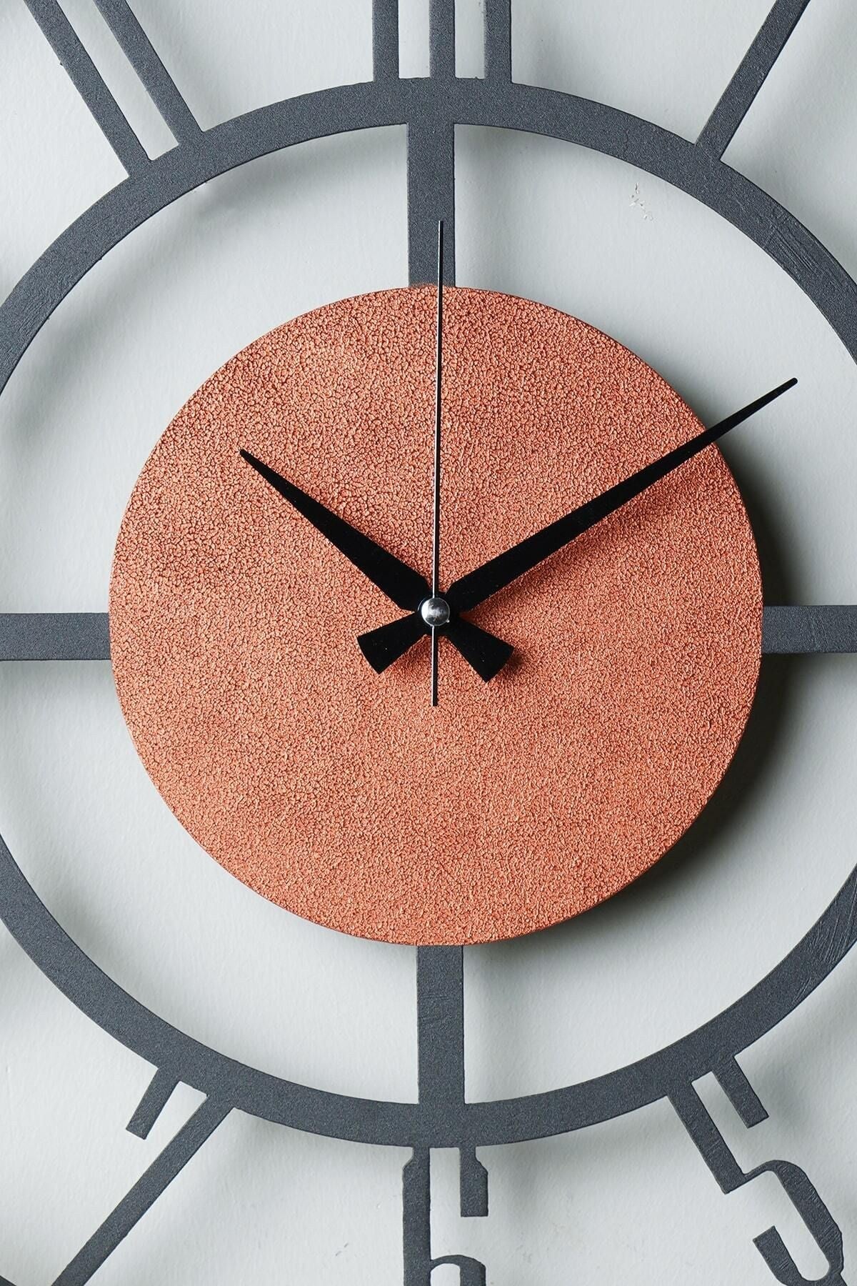 Relógio de Parede Decorativo em Metal Preto e Laranja - 50cm de Diâmetro, 100% Metal