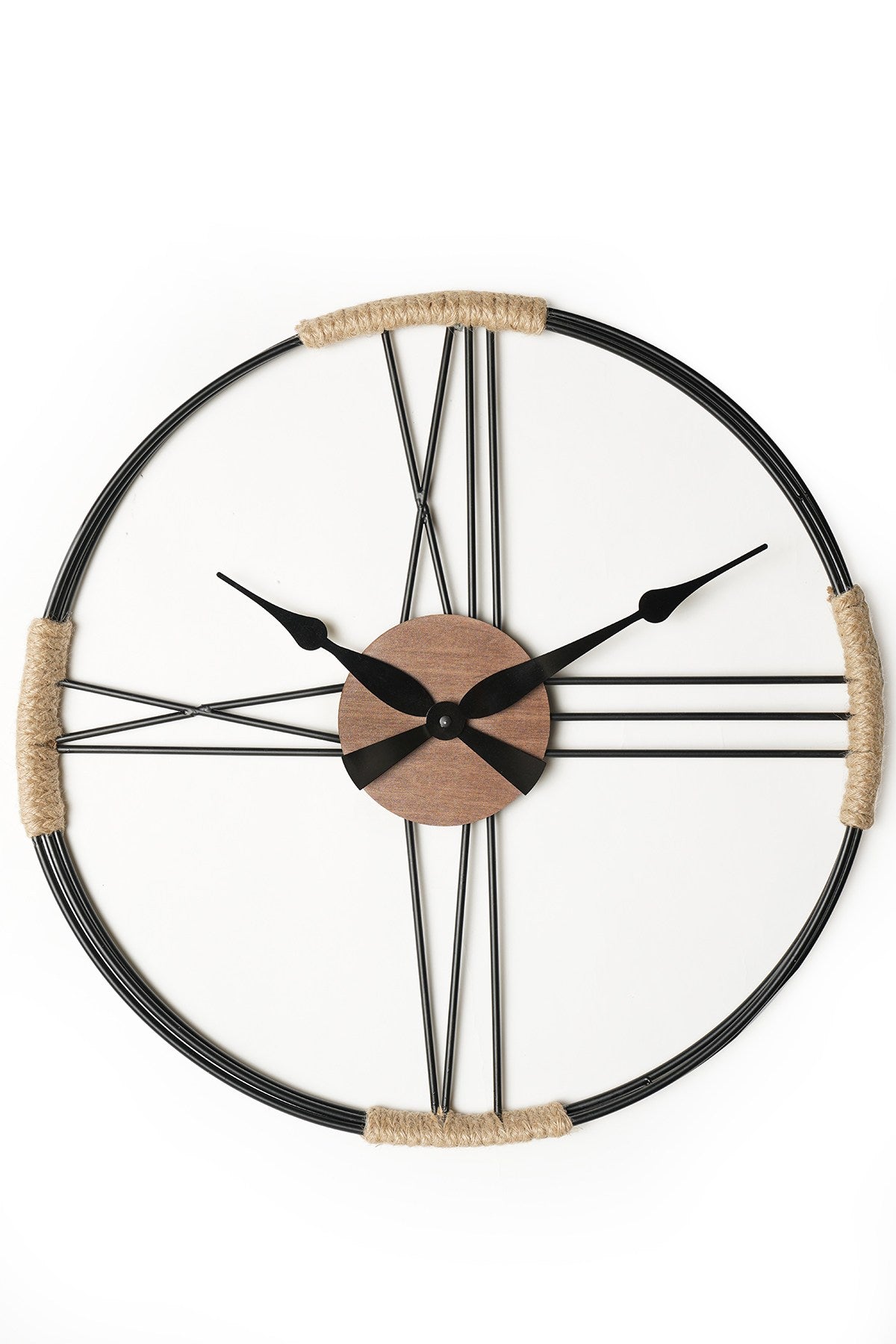 Relógio de Parede Decorativo em Metal - Design Moderno 60x60cm com Acabamento Nogueira e Preto