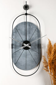 Relógio de Parede Decorativo em Metal e MDF - Design Moderno Silencioso 77x29cm