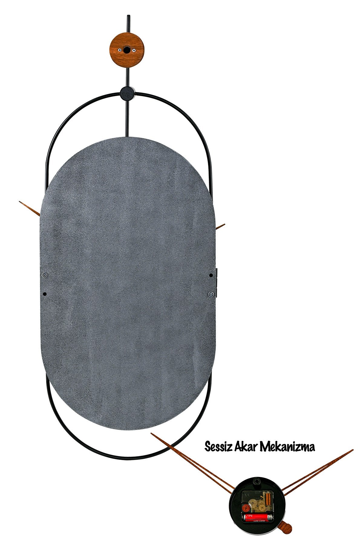 Relógio de Parede Decorativo em Metal e MDF - Design Moderno Silencioso 77x29cm