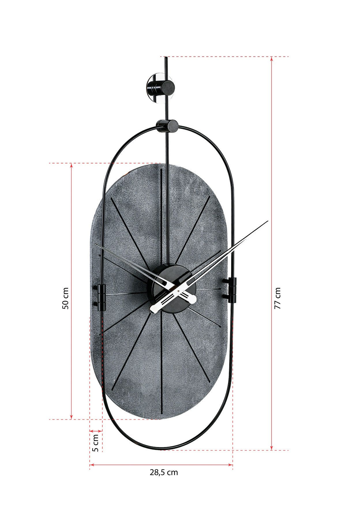 Relógio de Parede Decorativo em Metal e MDF - Design Moderno Silencioso 77x29cm