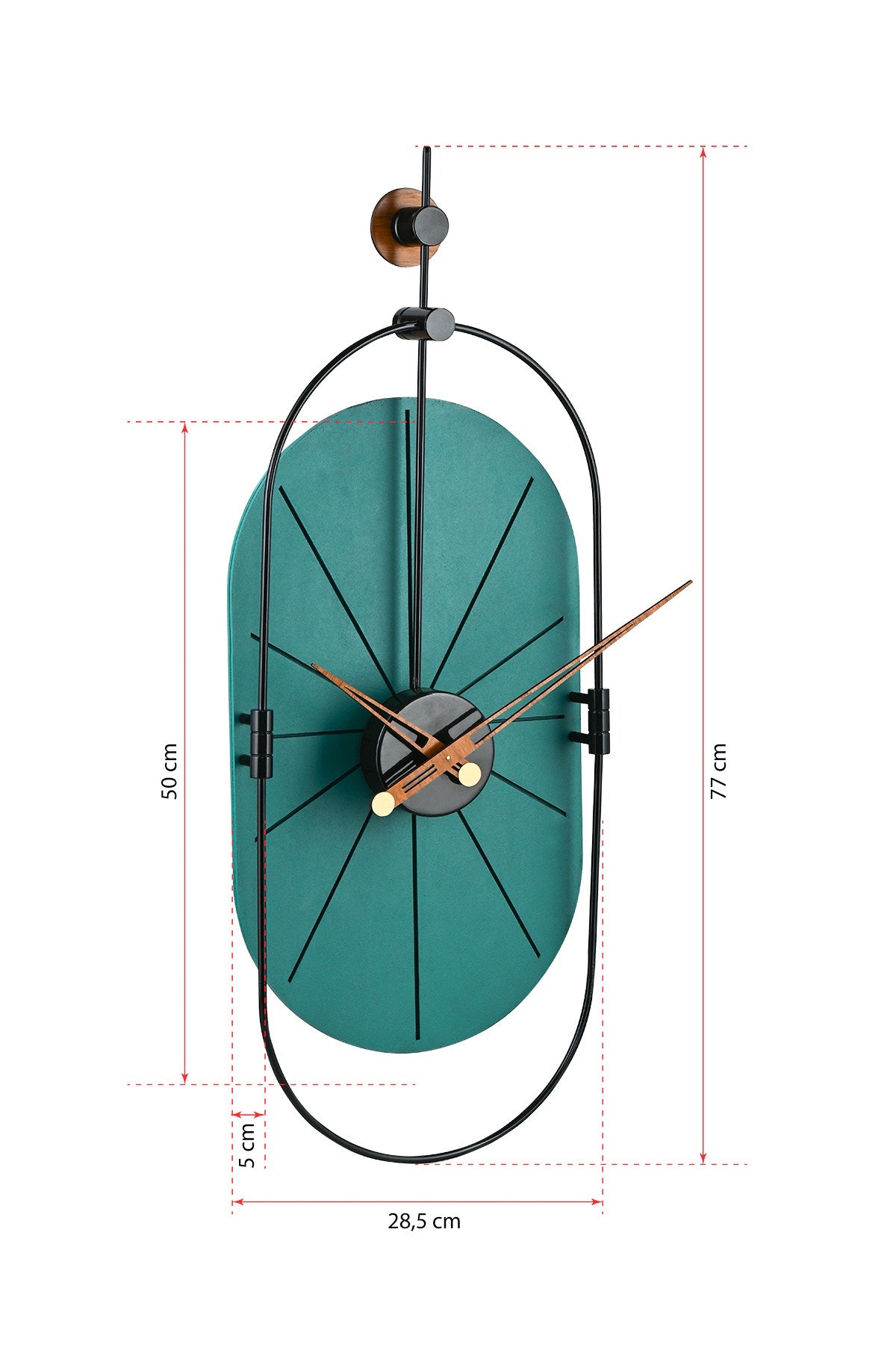 Relógio de Parede Decorativo em Metal Verde e Preto - Design Dupla Camada Silencioso 77x29cm