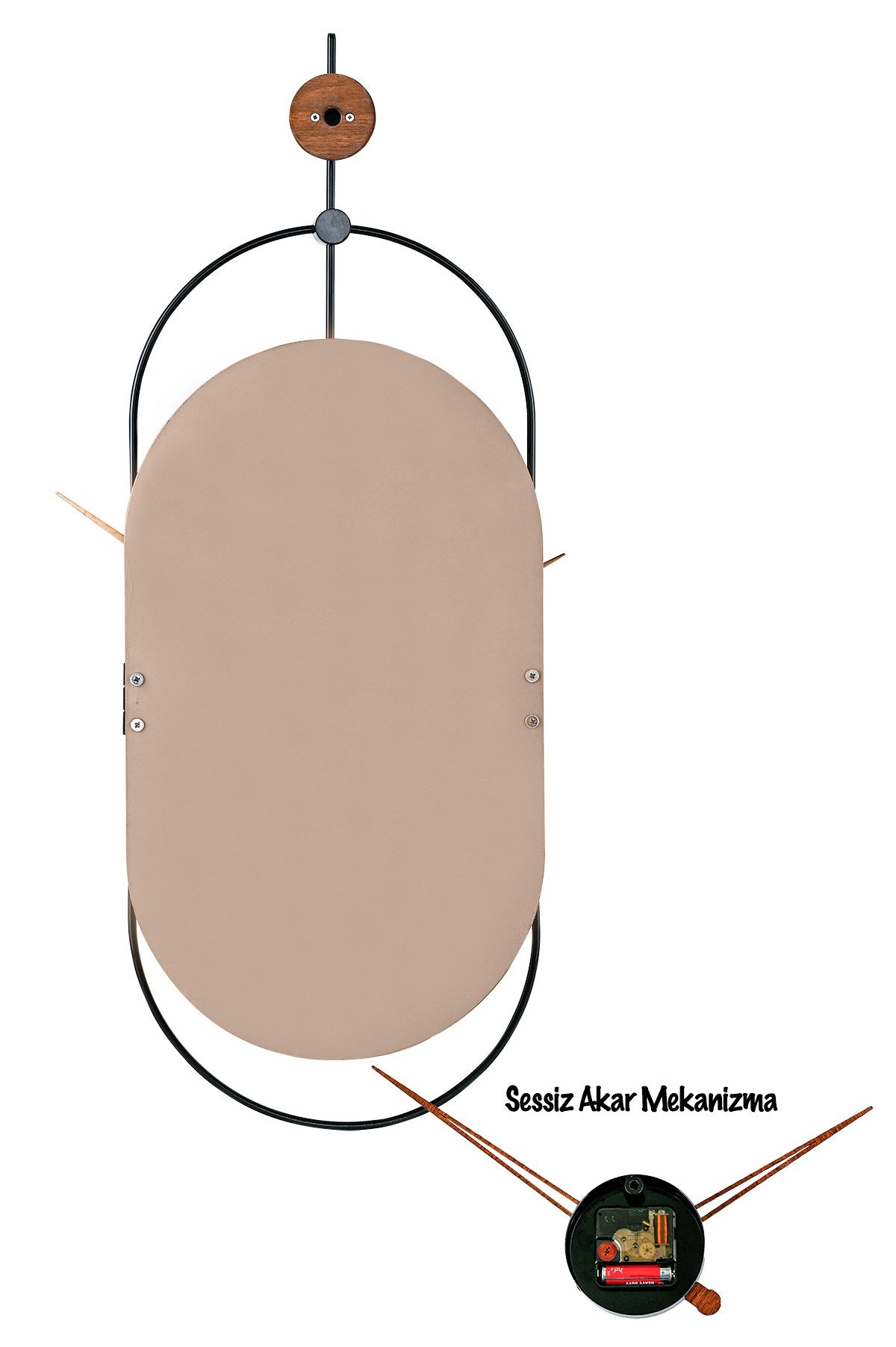 Relógio de Parede Decorativo em Metal e MDF - Design Silencioso de Dupla Camada 77x29cm