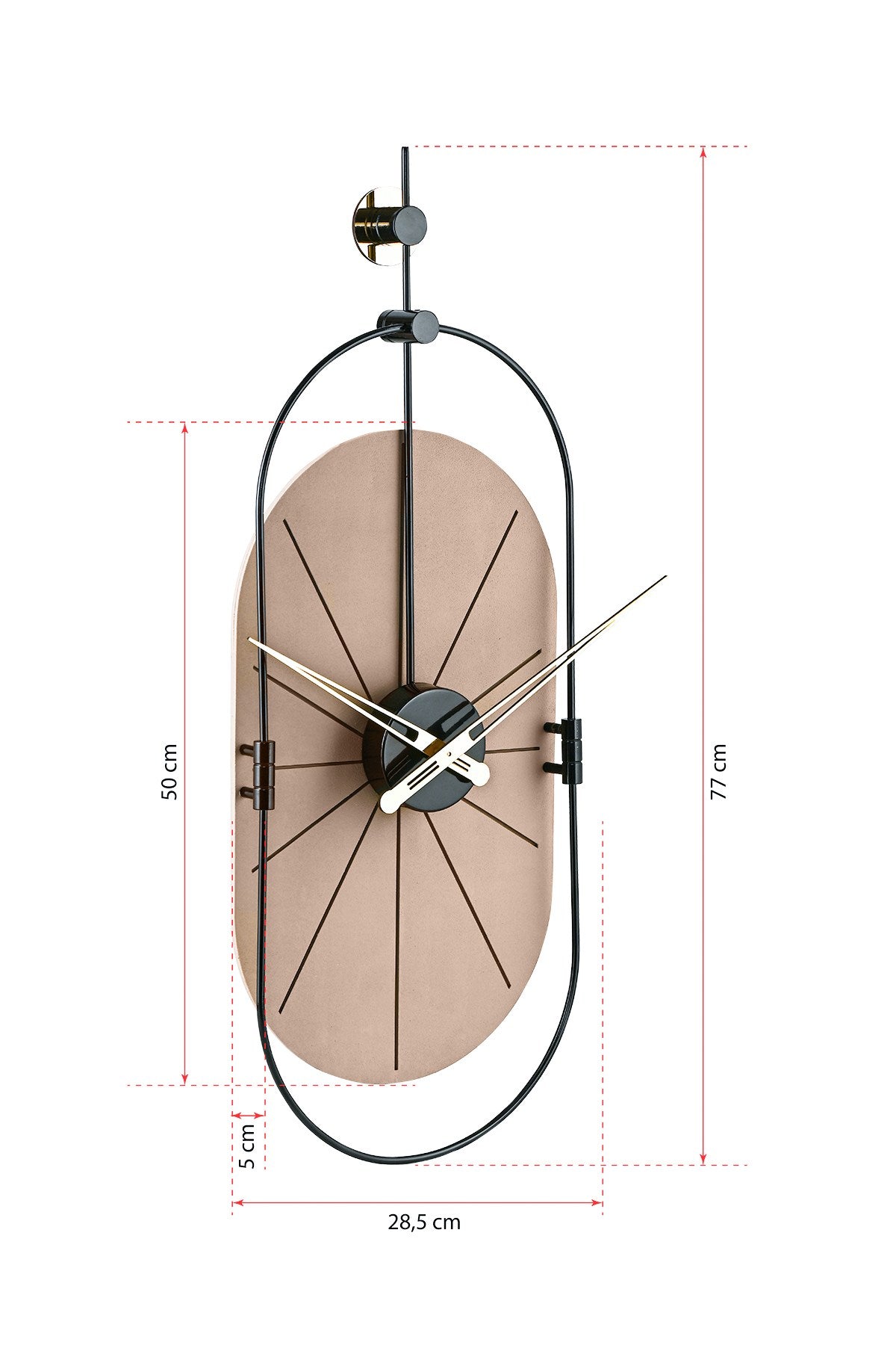 Relógio de Parede Decorativo em Metal e MDF - Design Silencioso de Dupla Camada 77x29cm