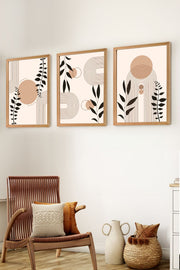 Conjunto de 3 Quadros Decorativos MDF com Moldura de Pinho Maciço - 50x70cm Multicolor