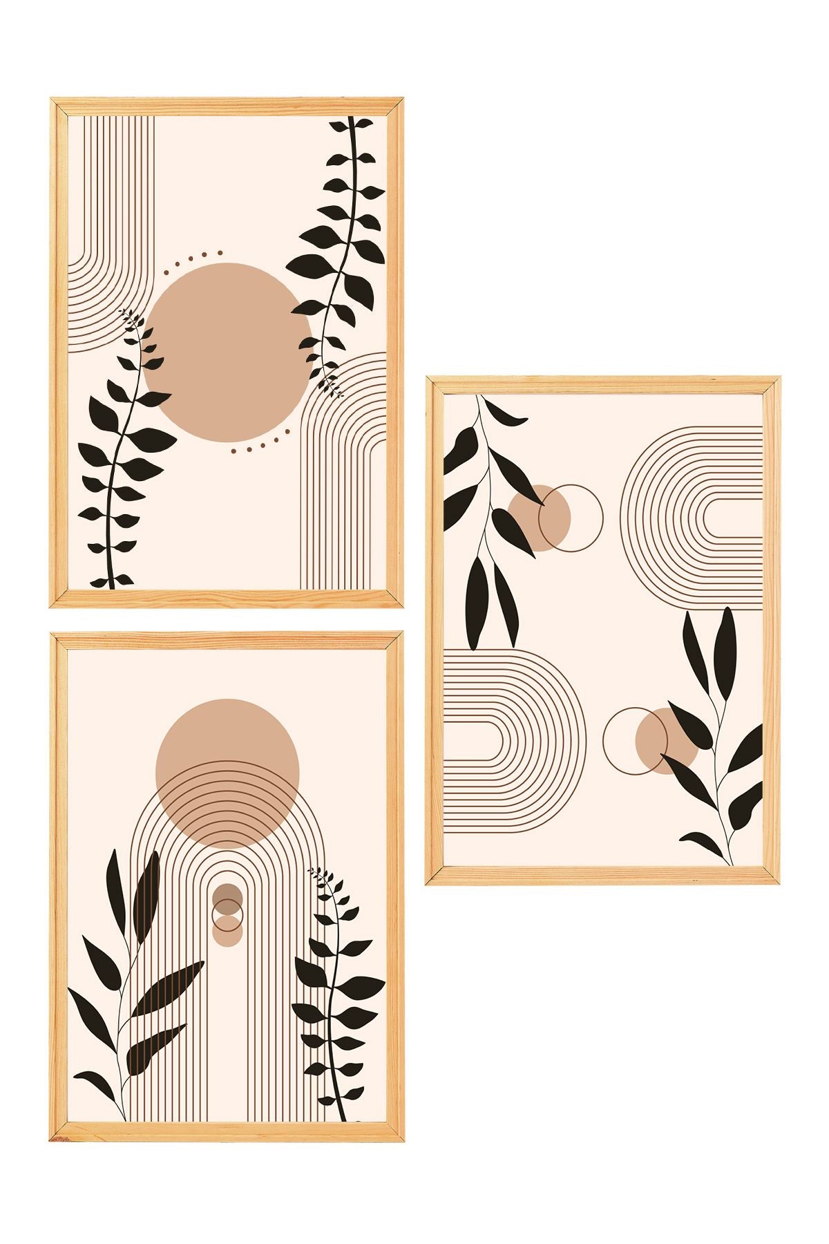 Conjunto de 3 Quadros Decorativos MDF com Moldura de Pinho Maciço - 50x70cm Multicolor