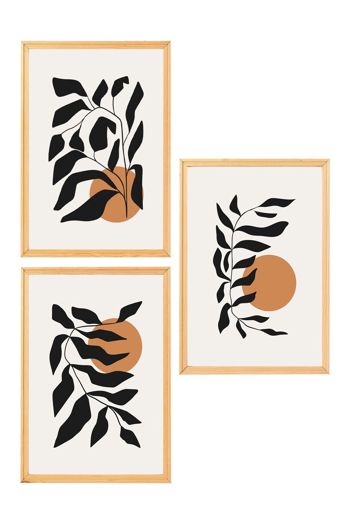 Conjunto de 3 Quadros Decorativos em Madeira Maciça - Arte Multicolor Premium com Acabamento Duplo Brilhante e Mate