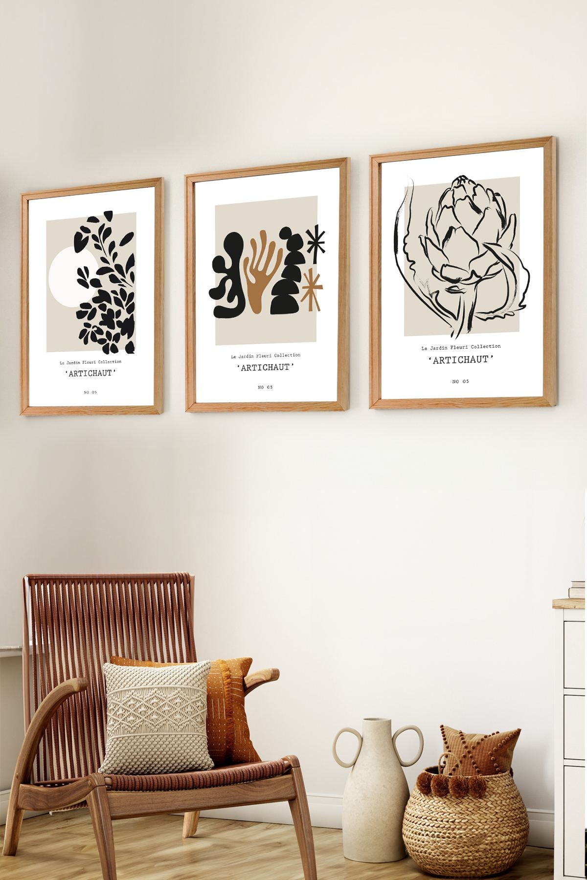 Conjunto de 3 Quadros Decorativos em Madeira Maciça - Arte Multicolor Premium com Acabamento Duplo Brilhante e Mate
