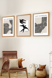 Conjunto de 3 Quadros Decorativos em Madeira Maciça - Arte Multicolor Premium com Acabamento Duplo Brilhante e Mate