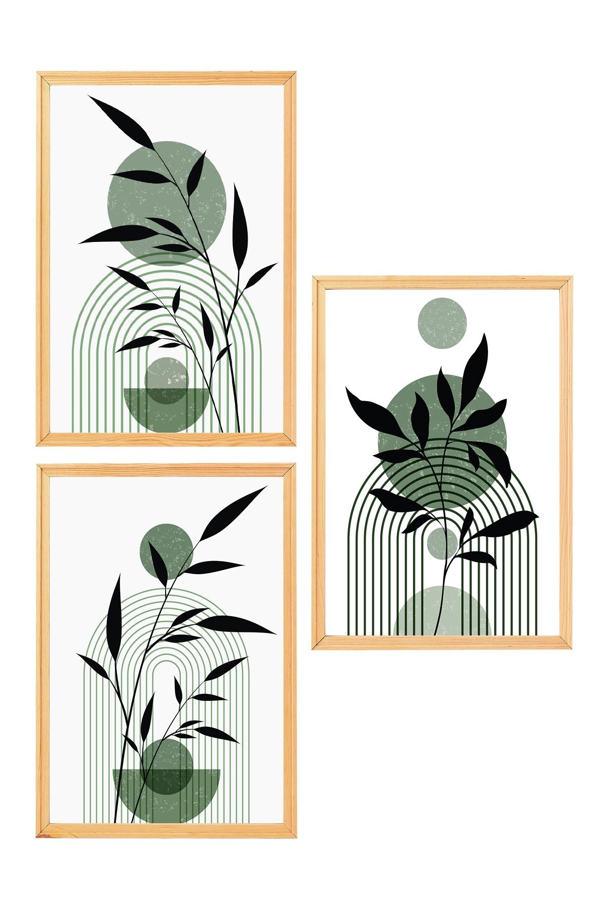 Conjunto de 3 Quadros Decorativos MDF com Moldura de Pinho Maciço - 50x70cm Multicolor