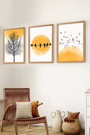 Conjunto de 3 Quadros Decorativos em Madeira de Pinho - 20x30cm com Moldura MDF Multicolor