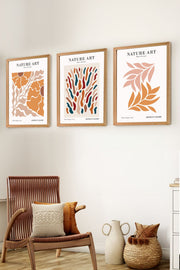 Conjunto de 3 Quadros Decorativos em Madeira de Pinho - 20x30cm com Moldura MDF Multicolor