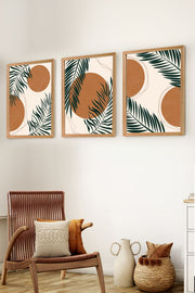 Conjunto de 3 Quadros Decorativos MDF com Moldura de Pinho Maciço - 50x70cm Multicolor