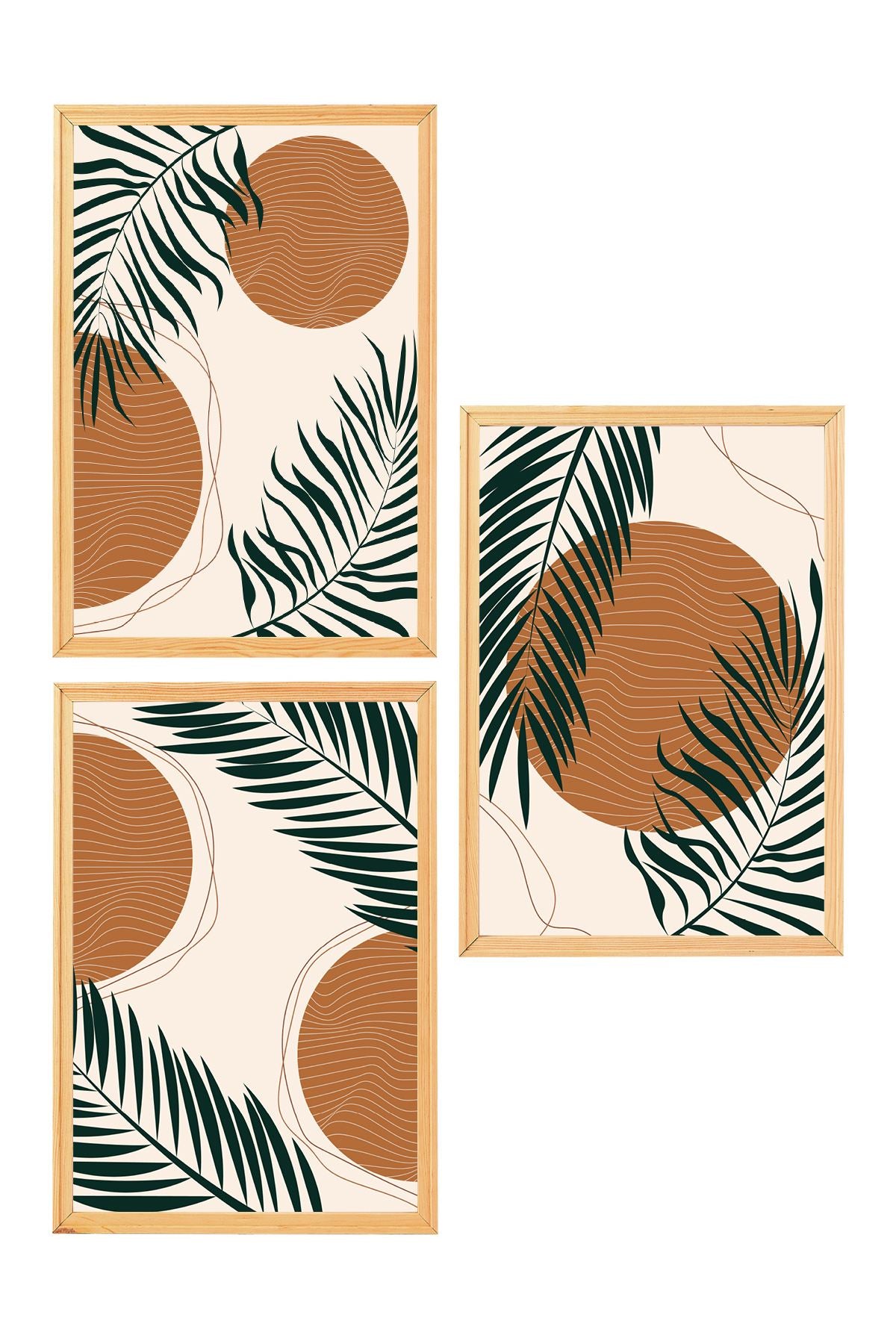 Conjunto de 3 Quadros Decorativos em Madeira Maciça - Arte Multicolor Premium com Acabamento Duplo Brilhante e Mate