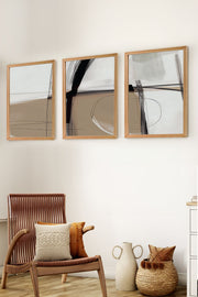 Conjunto de 3 Quadros Decorativos em Madeira Maciça - Arte Multicolor Premium com Acabamento Duplo Brilhante e Mate