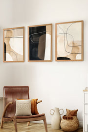 Conjunto de 3 Quadros Decorativos em Madeira Maciça - Arte Multicolor Premium com Acabamento Duplo Brilhante e Mate