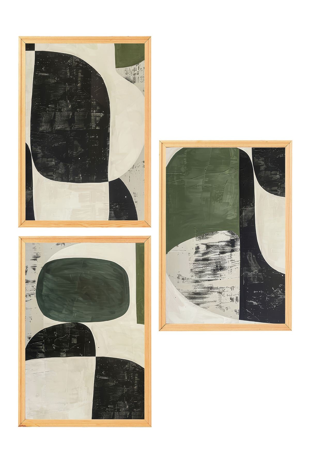 Conjunto de 3 Quadros Decorativos em Madeira Maciça - Arte Multicolor Premium com Acabamento Duplo Brilhante e Mate