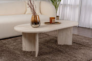 Mesa de Centro – 119 x 40 x 60 cm – Travertino – MDF revestido em melamina
