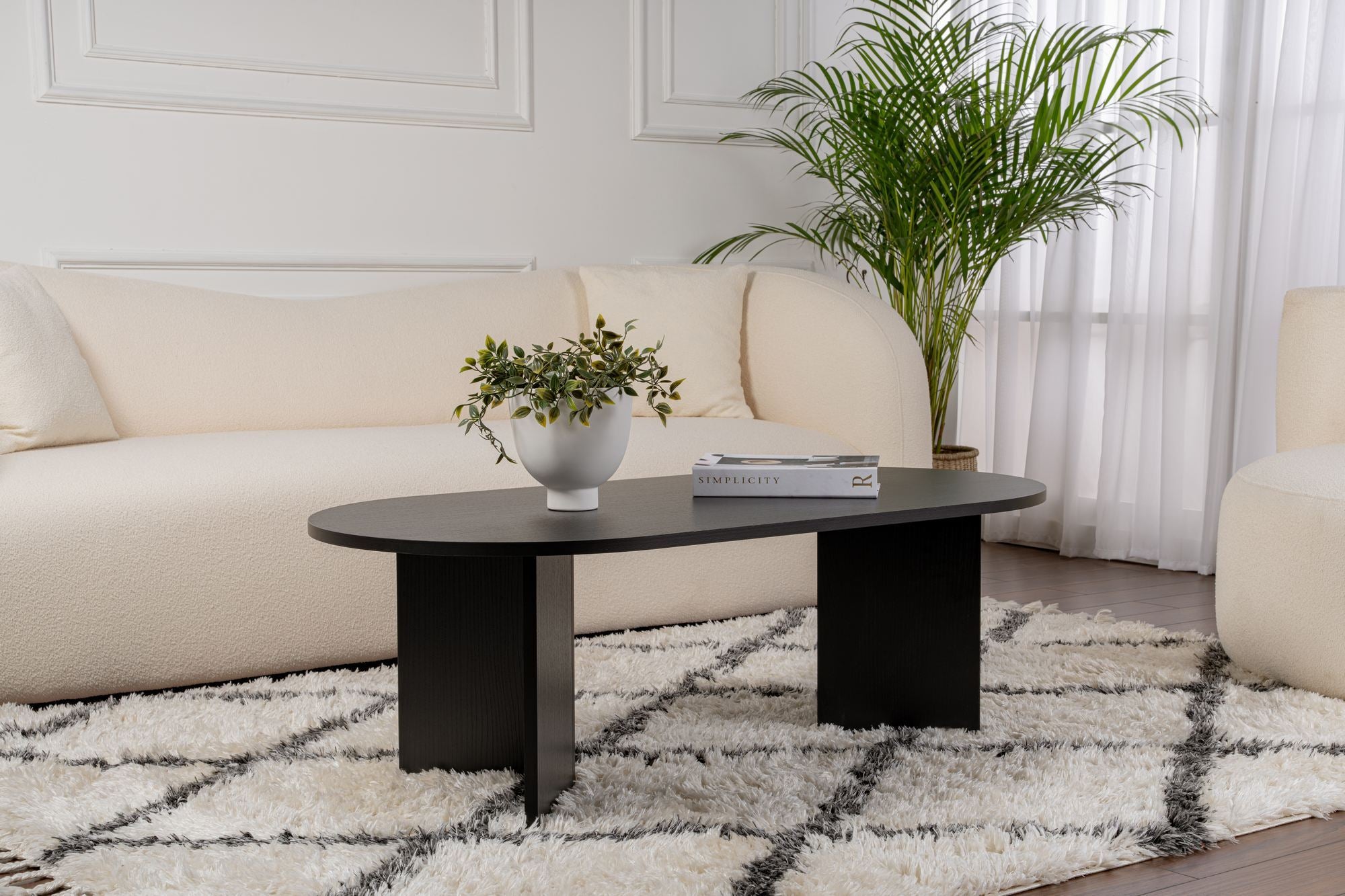 Mesa de Centro – 119 x 60 x 40 cm – Preto – Painéis de Partículas