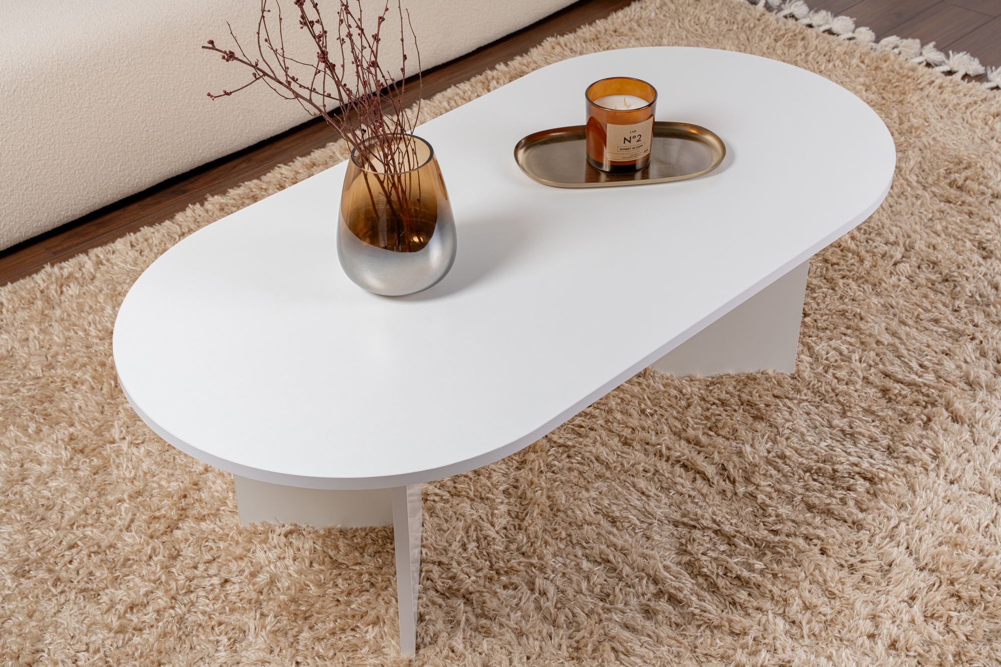 Mesa de Centro – 119 x 60 x 40 cm – Branca – Aglomerado revestido em melamina