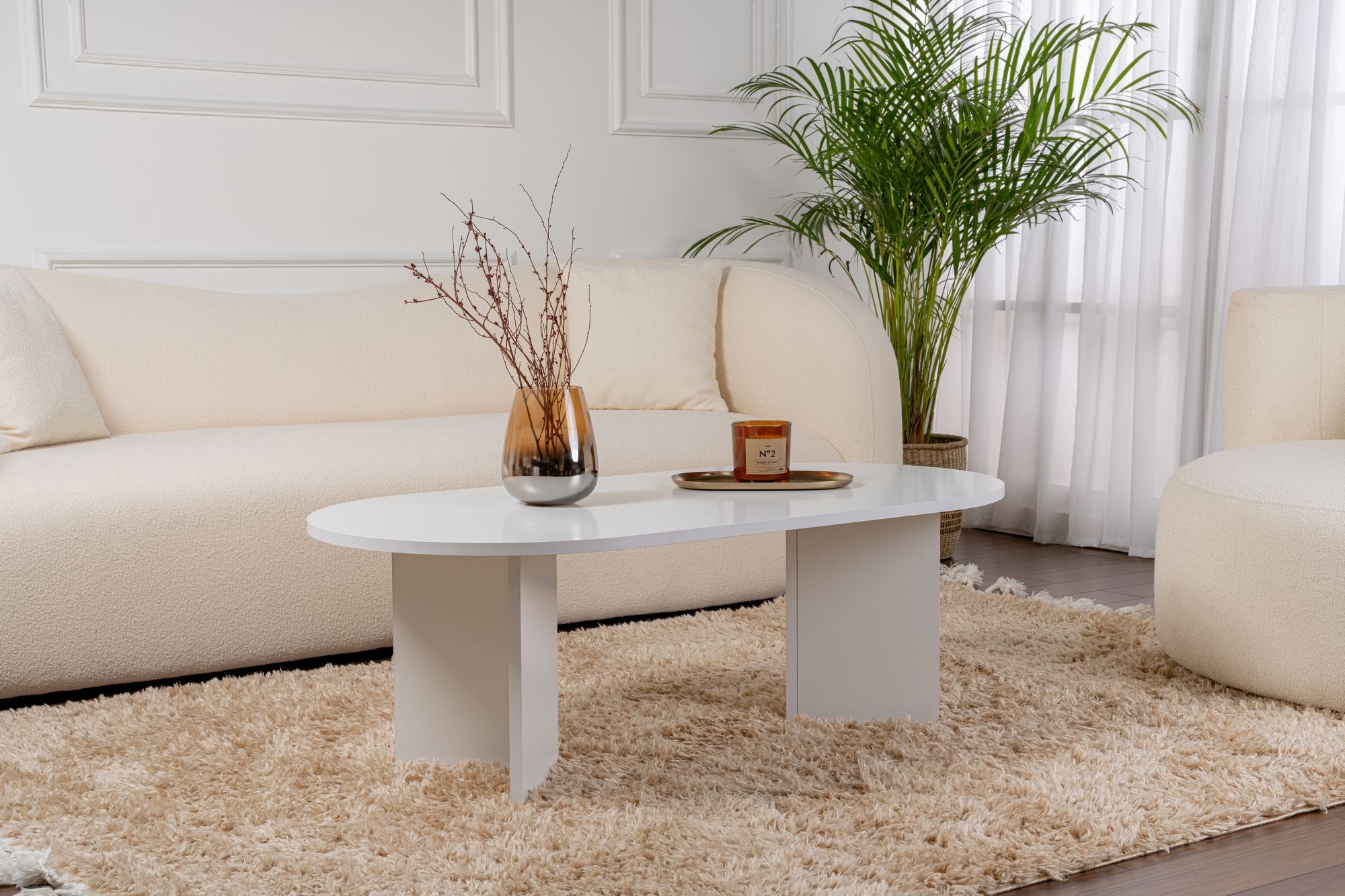Mesa de Centro – 119 x 60 x 40 cm – Branca – Aglomerado revestido em melamina