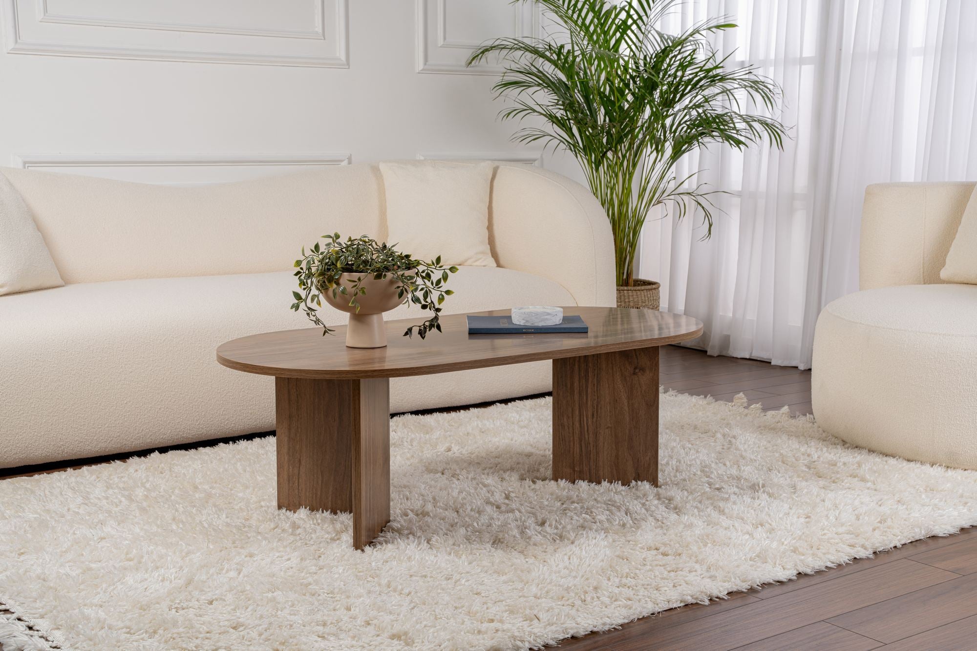 Mesa de Centro – 119 x 60 x 40 cm – Nogueira – Painel de partículas revestido a melamina